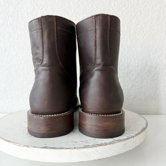 NEW Lane Mens Brown Ankle Boots Size 9.5 Lace-up Casual Genuine Leather Sole - Picture 3 of 12